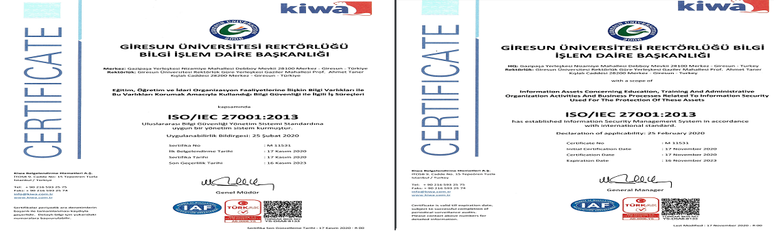 ISO27001:2013 Belgemiz